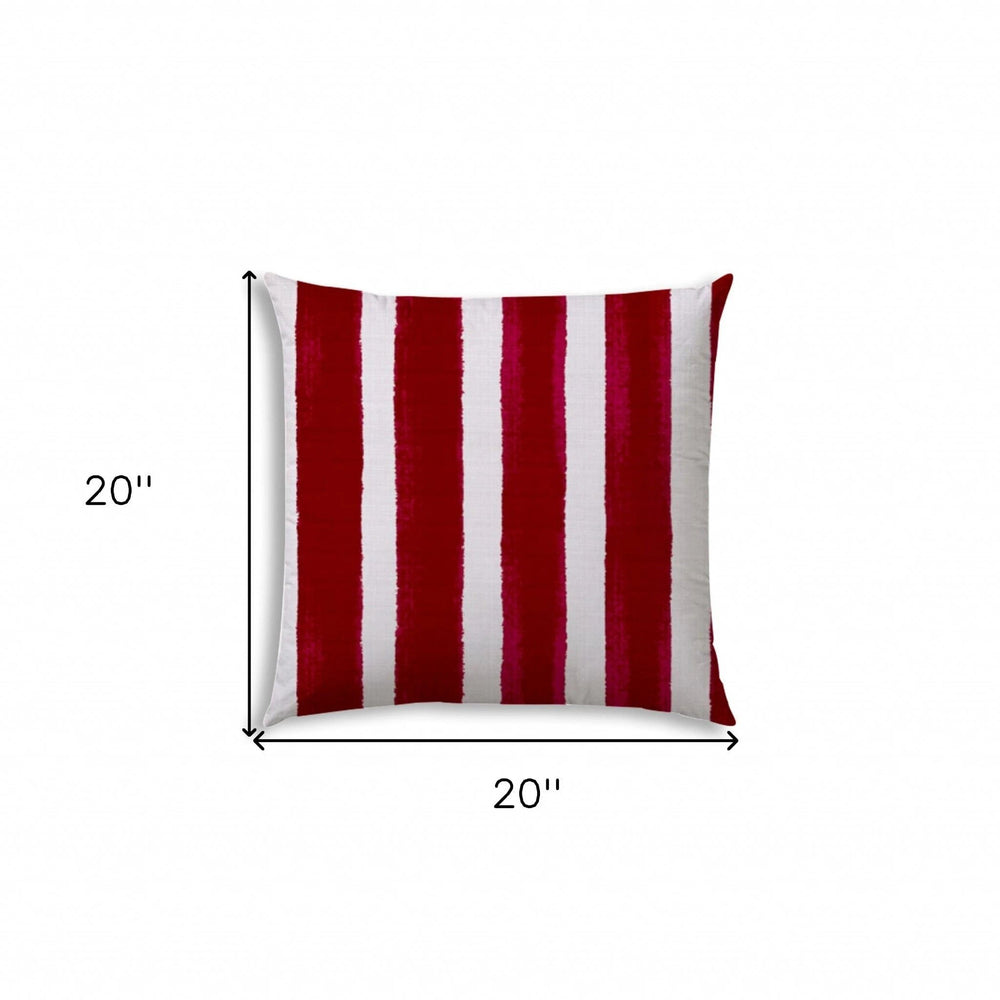 20" X 20" Hot White Blown Seam Striped Throw Indoor Outdoor Pillow - Homeroots - Flyclothing LLC