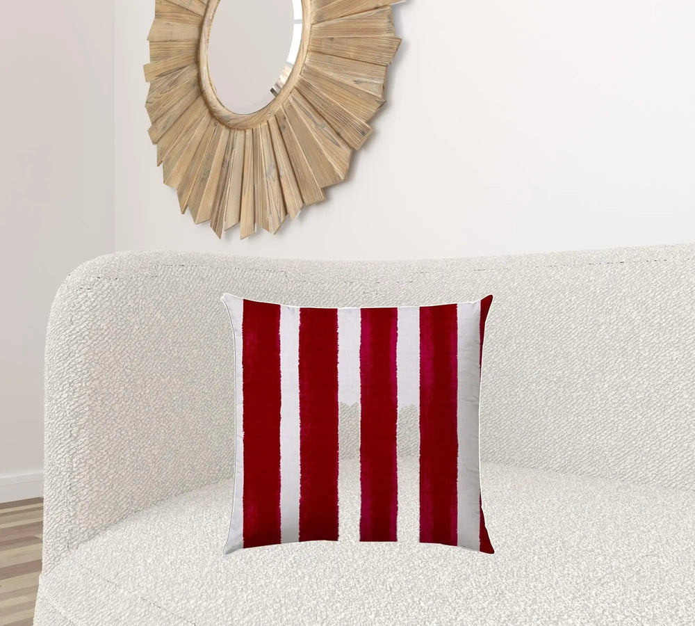 20" X 20" Hot White Blown Seam Striped Throw Indoor Outdoor Pillow - Homeroots - Flyclothing LLC