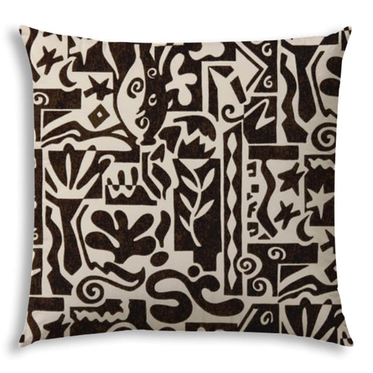20" X 20" Black and Off White Southwestern Indoor Outdoor Throw Pillow With No Decorative Addition - Homeroots