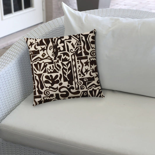 20" X 20" Black and Off White Southwestern Indoor Outdoor Throw Pillow With No Decorative Addition - Homeroots