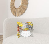 Set Of Three 18" X 18" Gray And White Blown Seam Floral Throw Indoor Outdoor Pillow - Homeroots