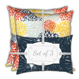 Set Of Three 18" X 18" Seafoam And White Blown Seam Floral Throw Indoor Outdoor Pillow - Homeroots