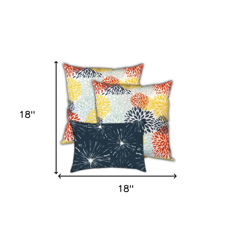 Set Of Three 18" X 18" Seafoam And White Blown Seam Floral Throw Indoor Outdoor Pillow - Homeroots - Flyclothing LLC