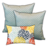 Set Of Three 18" X 18" Seafoam And White Blown Seam Polka Dots Throw Indoor Outdoor Pillow - Homeroots