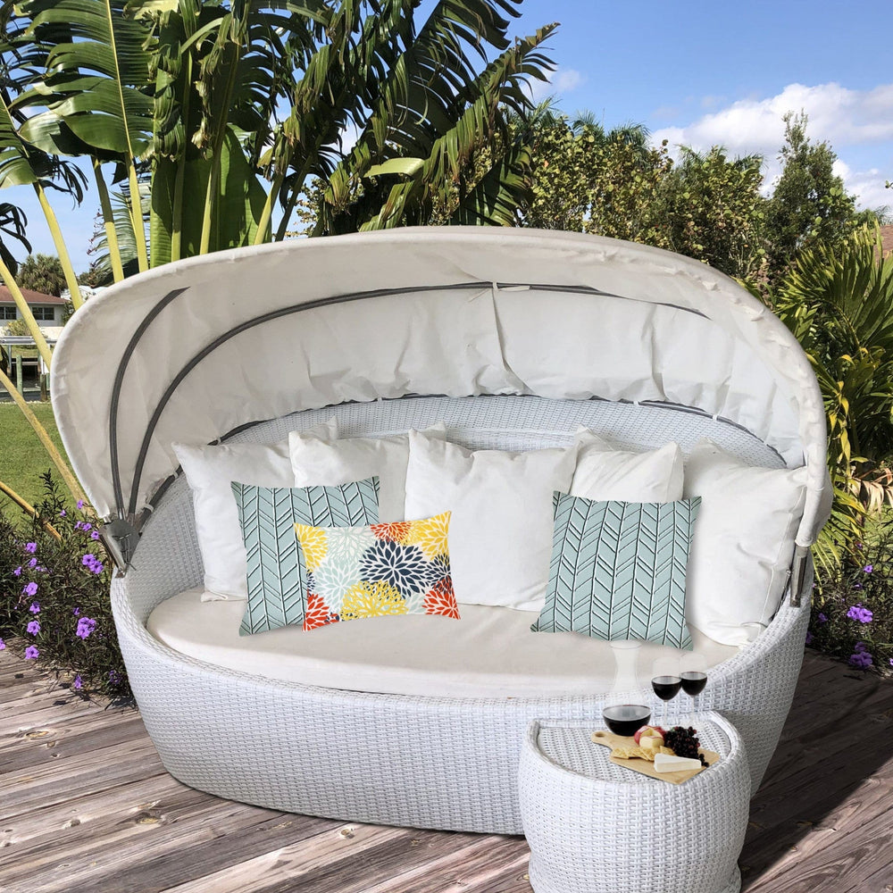 Set Of Three 18" X 18" Seafoam And White Blown Seam Floral Throw Indoor Outdoor Pillow - Homeroots - Flyclothing LLC