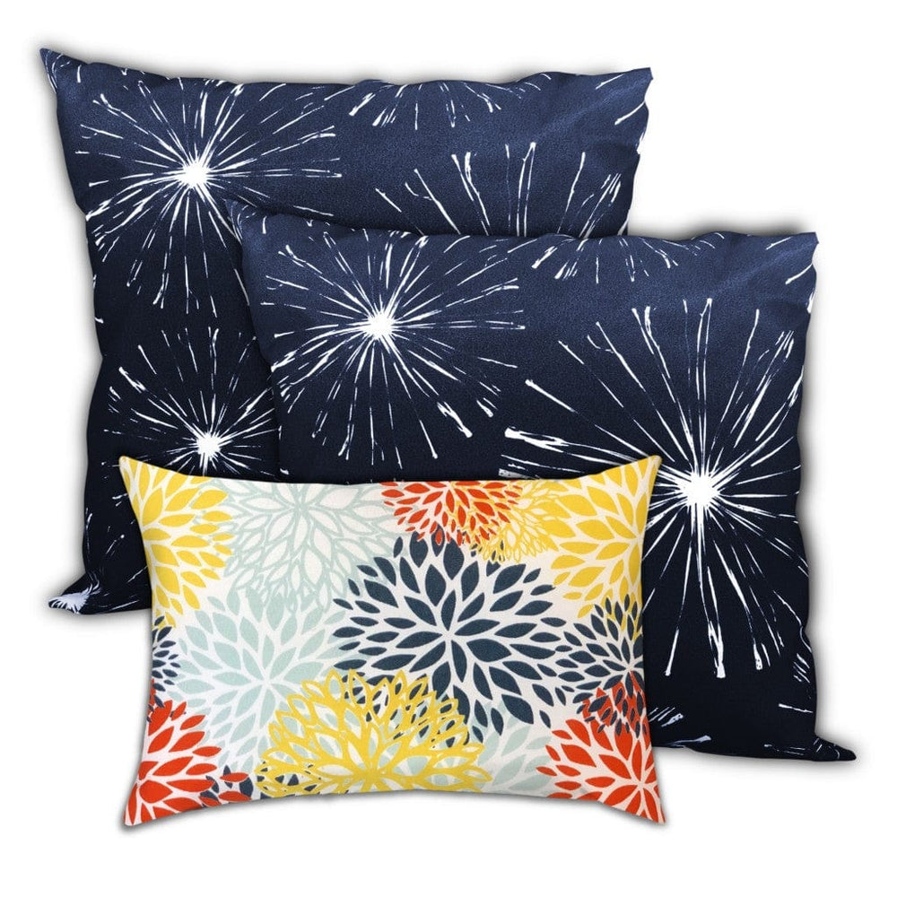 Set Of Three 18" X 18" Seafoam And White Blown Seam Floral Throw Indoor Outdoor Pillow - Homeroots