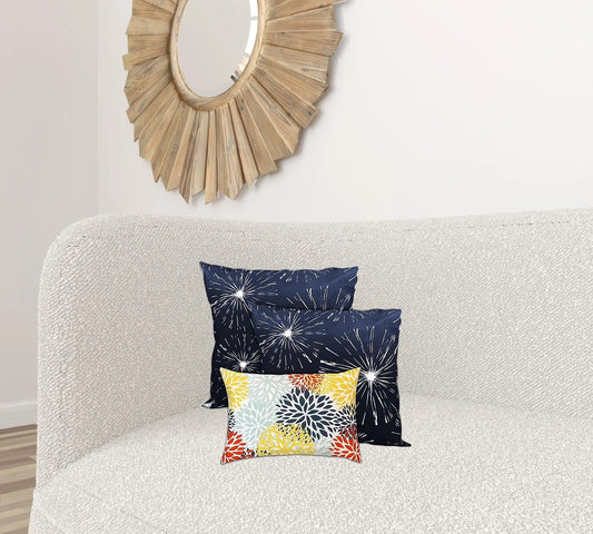 Set Of Three 18" X 18" Seafoam And White Blown Seam Floral Throw Indoor Outdoor Pillow - Homeroots