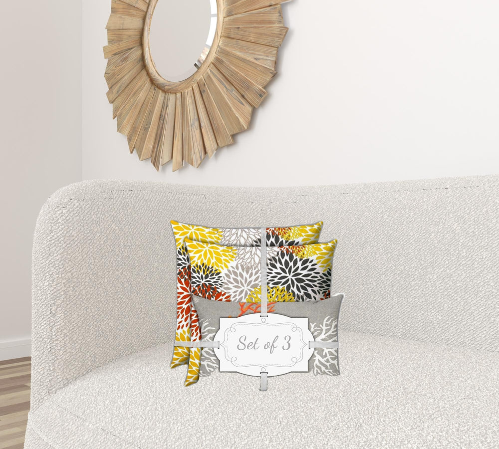 18" X 18" Gray And White Zippered Floral Throw Indoor Outdoor Pillow - Homeroots - Flyclothing LLC