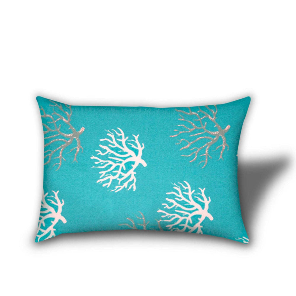 Set of Three Aqua and White Coral Polka Dot Indoor Outdoor Throw Pillow - Homeroots - Flyclothing LLC