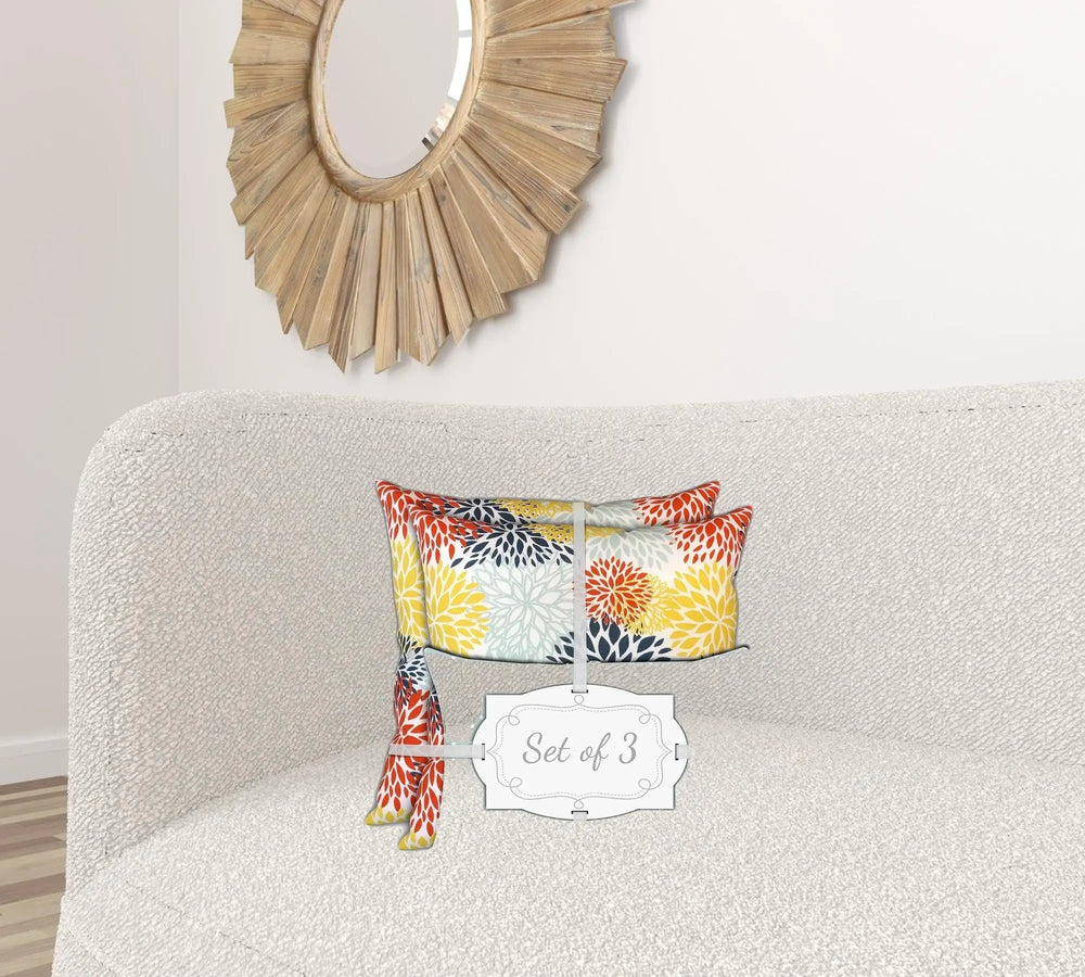 Set Of Three 18" X 18" Seafoam And White Zippered Floral Throw Indoor Outdoor Pillow - Homeroots - Flyclothing LLC