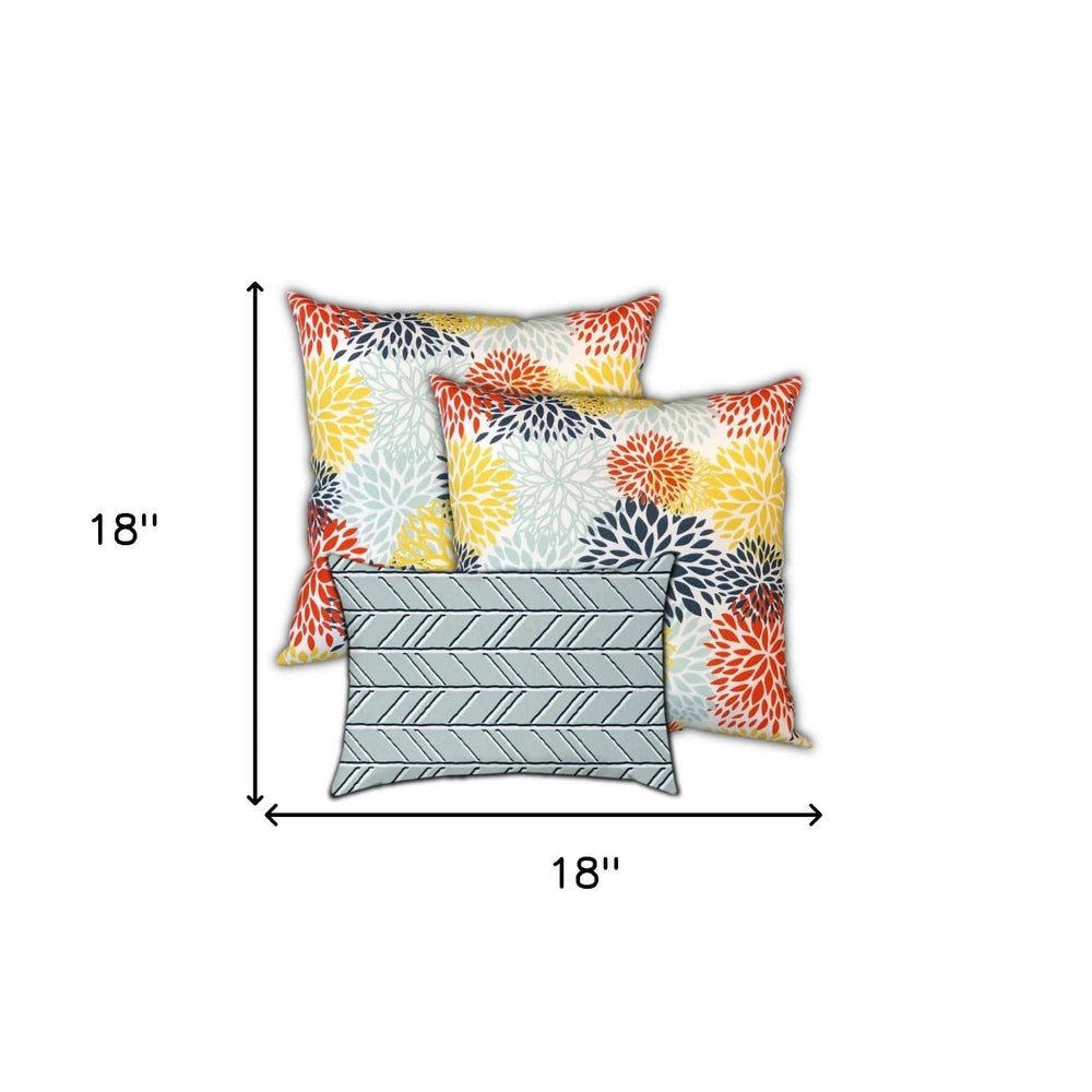 Set Of Three 18" X 18" Seafoam And White Zippered Floral Throw Indoor Outdoor Pillow - Homeroots - Flyclothing LLC