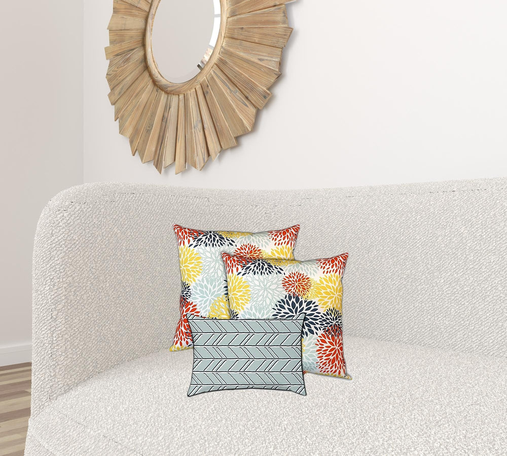 Set Of Three 18" X 18" Seafoam And White Zippered Floral Throw Indoor Outdoor Pillow - Homeroots - Flyclothing LLC