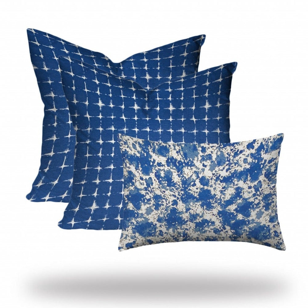 Set Of Three 20" X 20" Blue And White Zippered Coastal Throw Indoor Outdoor Pillow - Homeroots - Flyclothing LLC