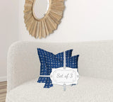 Set Of Three 20" X 20" Blue And White Enveloped Coastal Throw Indoor Outdoor Pillow - Homeroots