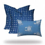 Set Of Three 20" X 20" Blue And White Zippered Coastal Throw Indoor Outdoor Pillow - Homeroots