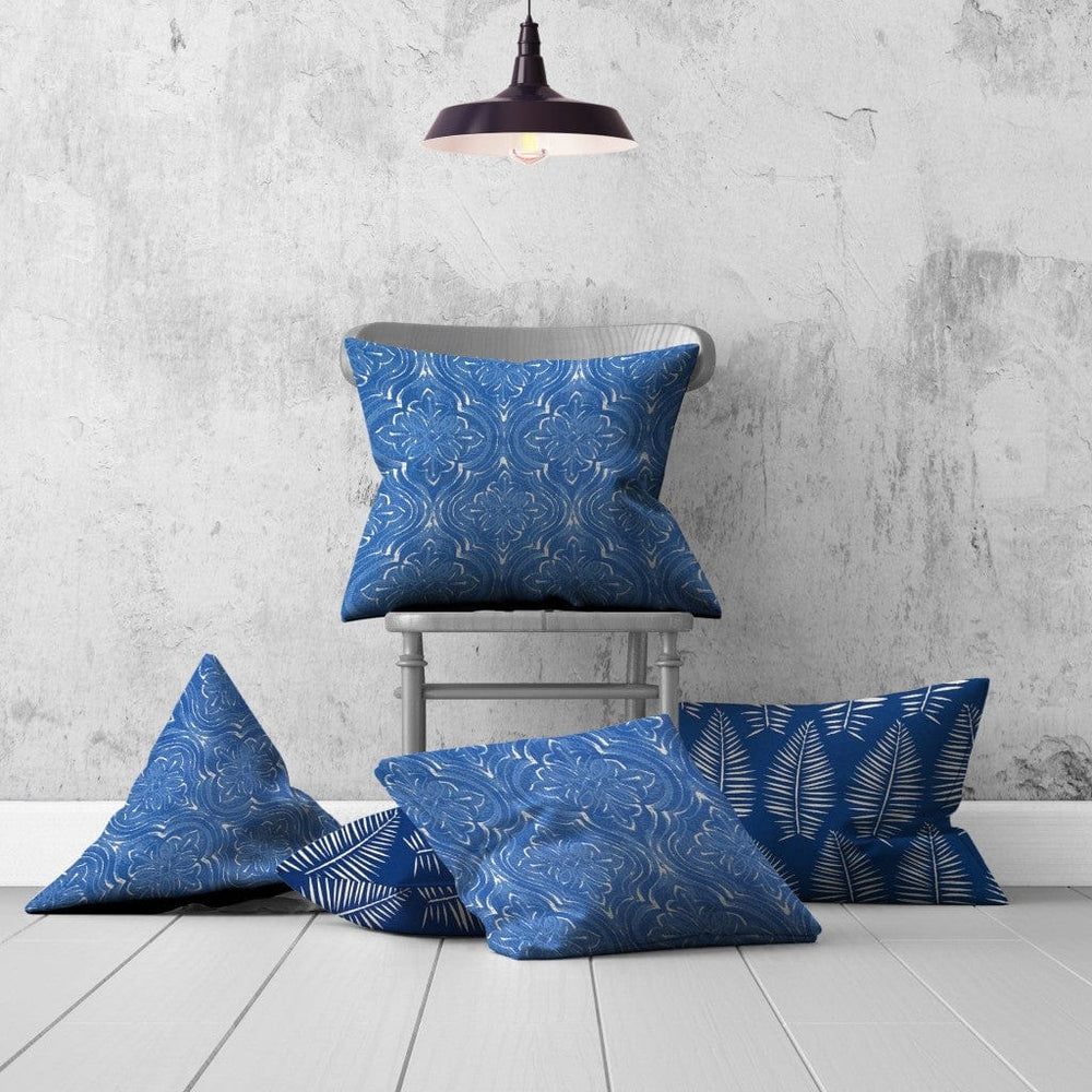 Set Of Three 20" X 20" Blue And White Blown Seam Coastal Throw Indoor Outdoor Pillow - Homeroots - Flyclothing LLC