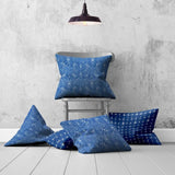 Set Of Three 20" X 20" Blue And White Enveloped Coastal Throw Indoor Outdoor Pillow