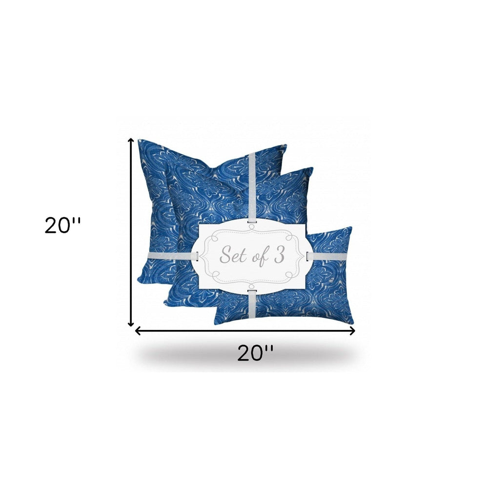 Set Of Three 20" X 20" Blue And White Zippered Coastal Throw Indoor Outdoor Pillow - Homeroots - Flyclothing LLC