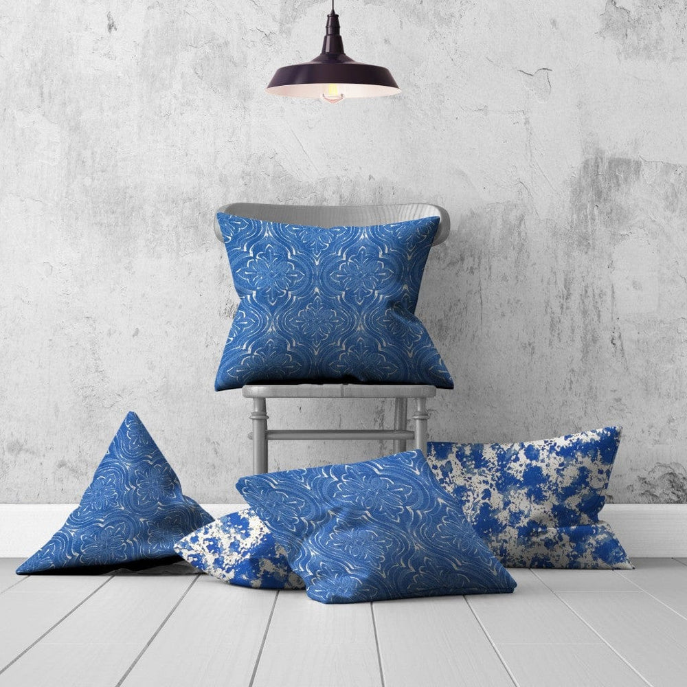 Set Of Three 20" X 20" Blue And White Blown Seam Coastal Throw Indoor Outdoor Pillow - Homeroots - Flyclothing LLC