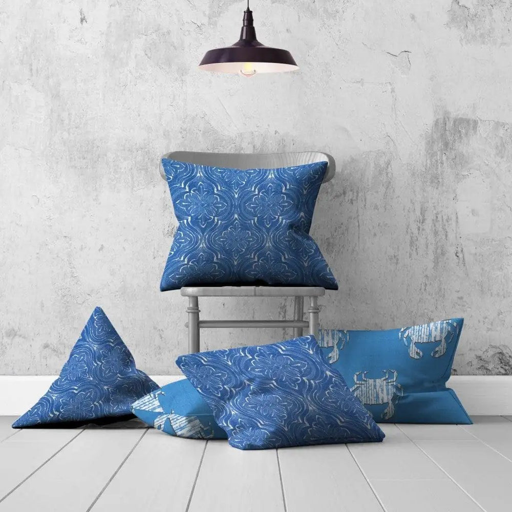 Set Of Three 20" X 20" Blue And White Zippered Coastal Throw Indoor Outdoor Pillow - Homeroots - Flyclothing LLC