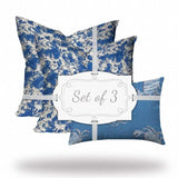 Set of 3 Blue Crab Indoor Outdoor Zippered Pillows - Homeroots - Flyclothing LLC