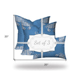 Set Of Three 20" X 20" Blue And White Crab Blown Seam Coastal Throw Indoor Outdoor Pillow - Homeroots - Flyclothing LLC