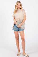 Ces Femme See Through Crochet Mock Neck Cover Up - Trendsi