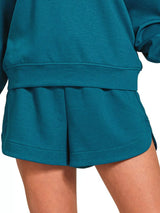 Zenana Scuba Long Sleeve Sweatshirt and Shorts Set - Trendsi - Flyclothing LLC