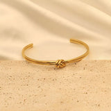 18K Gold-Plated Knot Open Bracelet - Trendsi - Flyclothing LLC