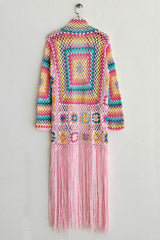 Fringe Tied Long Sleeve Cardigan - Trendsi - Flyclothing LLC