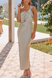 Knotted Single Shoulder Maxi Dress - Trendsi
