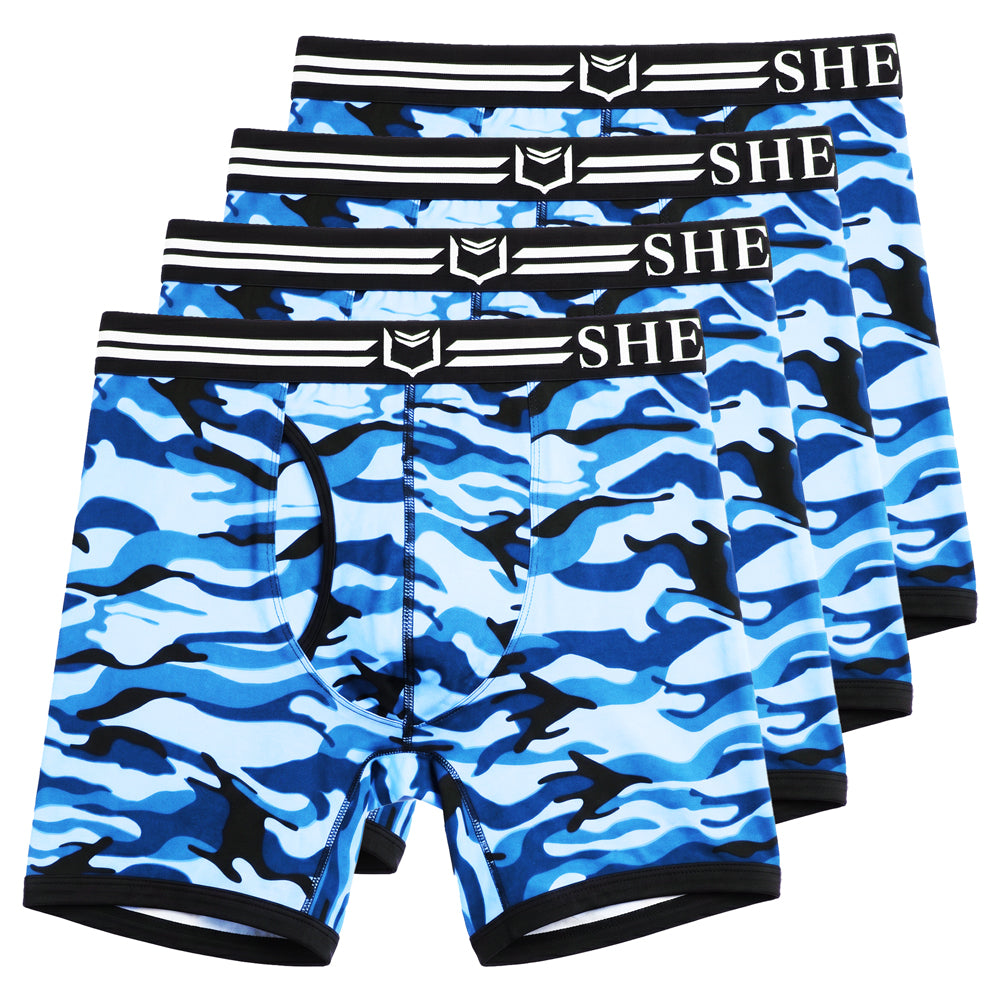 SHEATH 4.0 Polyester Camo Men's Pouch Boxer Brief 5" (4 Pack)