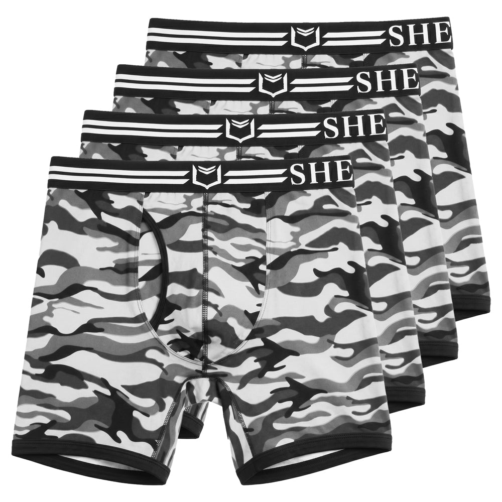 SHEATH 4.0 Polyester Camo Men's Pouch Boxer Brief 5" (4 Pack)