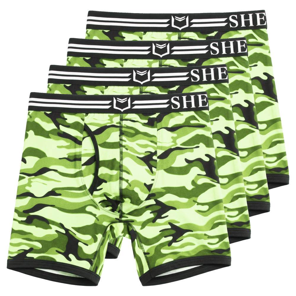 SHEATH 4.0 Polyester Camo Men's Pouch Boxer Brief 5" (4 Pack)