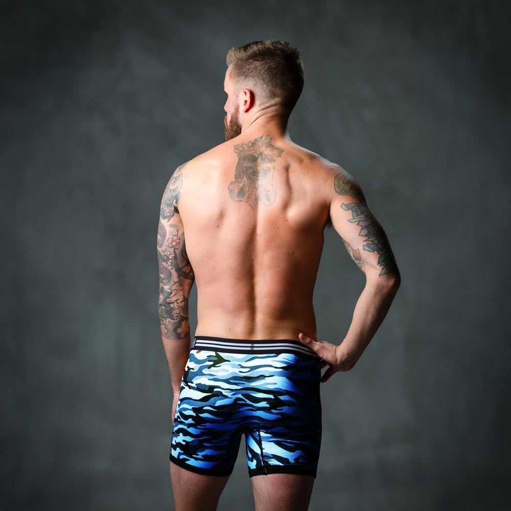 SHEATH 4.0 Polyester Camo Men's Pouch Boxer Brief 5" (4 Pack)