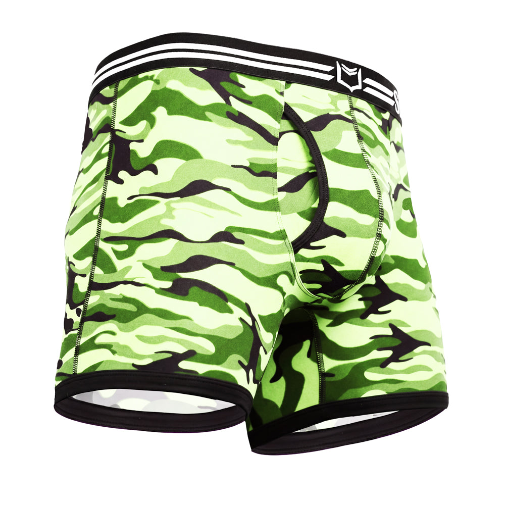 SHEATH 4.0 Polyester Camo Men's Pouch Boxer Brief 5" (4 Pack)