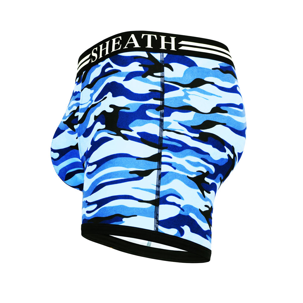 SHEATH 4.0 Polyester Camo Men's Pouch Boxer Brief 5" (4 Pack)