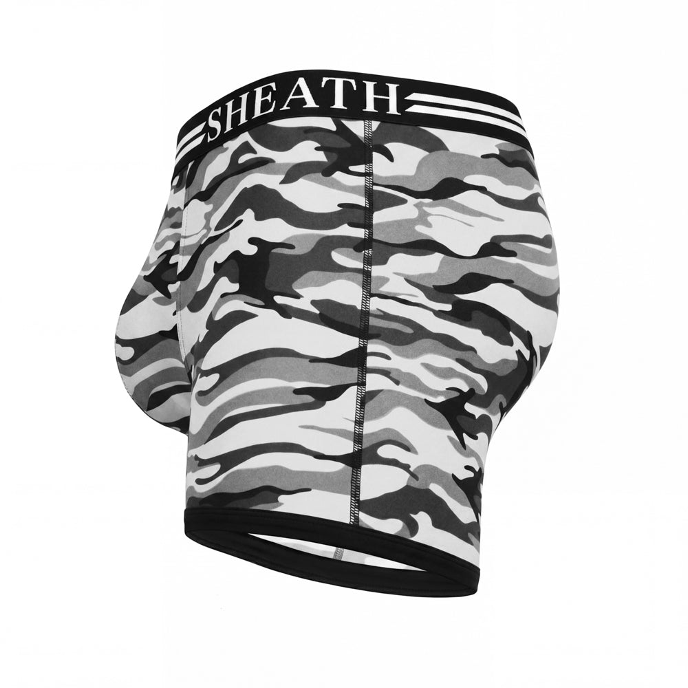 SHEATH 4.0 Polyester Camo Men's Pouch Boxer Brief 5" (4 Pack)