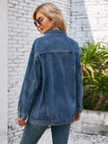 Button Up Long Sleeve Denim Jacket - Trendsi