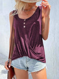 Full Size Decorative Button Round Neck Tank Plus Size - Trendsi - Flyclothing LLC