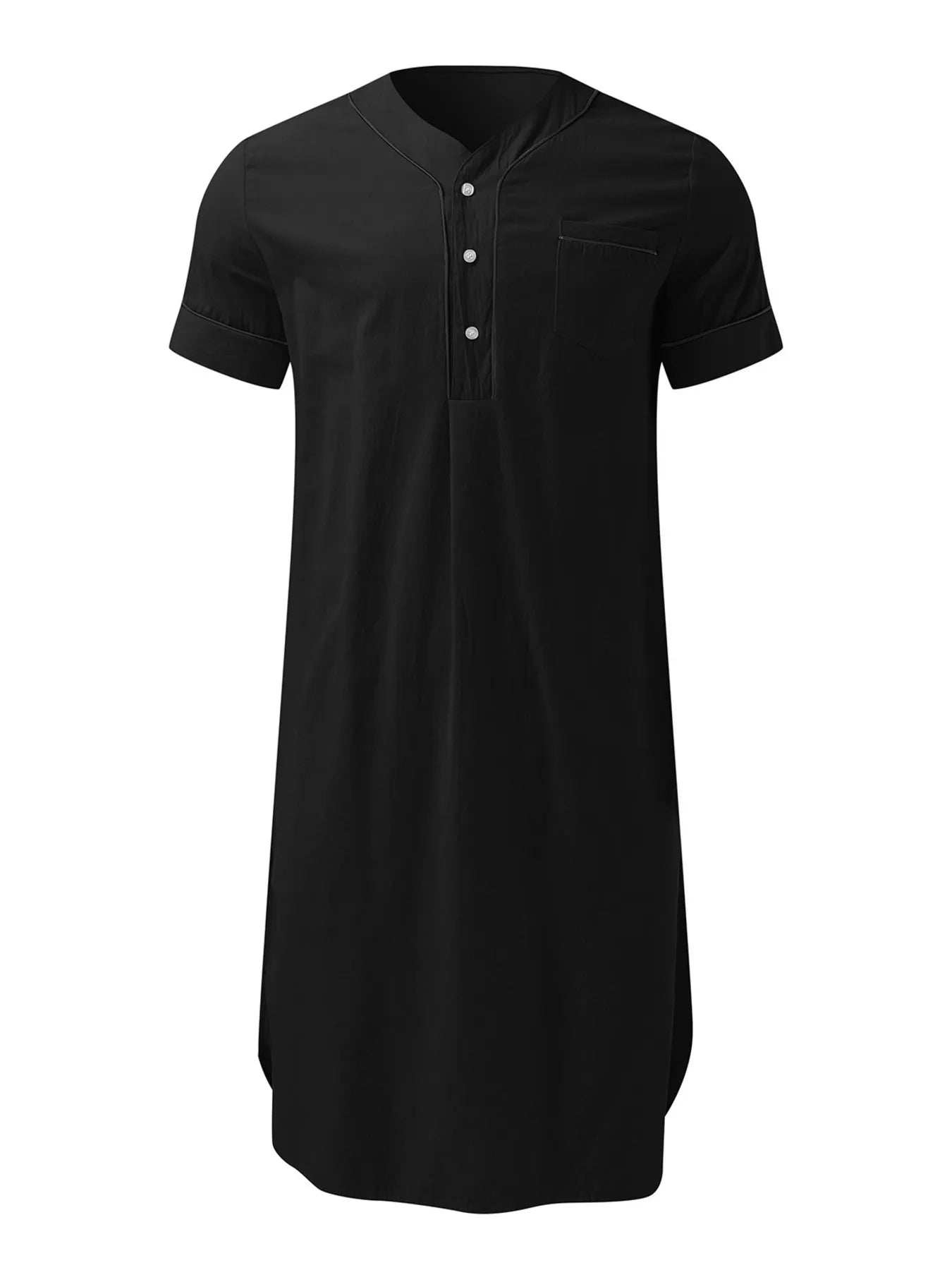 Men's Full Size Button Detail Short Sleeve Lounge Dress Plus Size - Trendsi - Flyclothing LLC