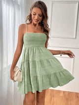 Tiered Smocked Square Neck Cami Dress - Trendsi - Flyclothing LLC