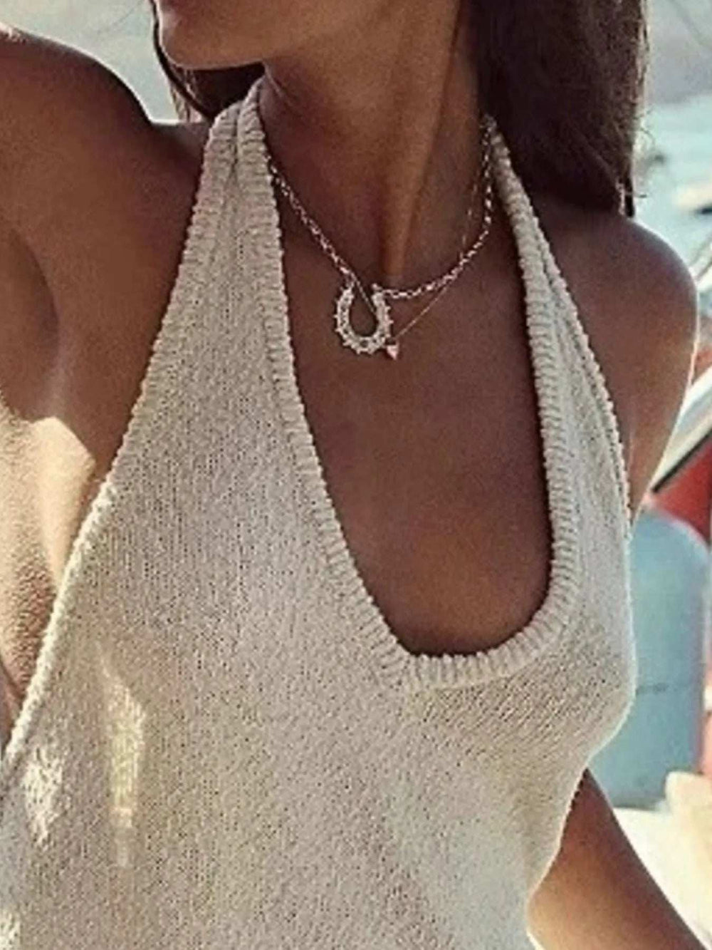 Halter Neck Cami and Shorts Sweater Set - Trendsi - Flyclothing LLC