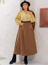 Plus Size Embroidered Pocketed High Waist Skirt - Trendsi - Flyclothing LLC
