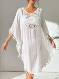 Tassel Cutout Scoop Neck Cover-Up Dress - Trendsi - Flyclothing LLC