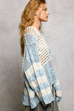POL Color-Blocked Stripe Pattern Knit Top with Twisted Weave - Trendsi - Flyclothing LLC