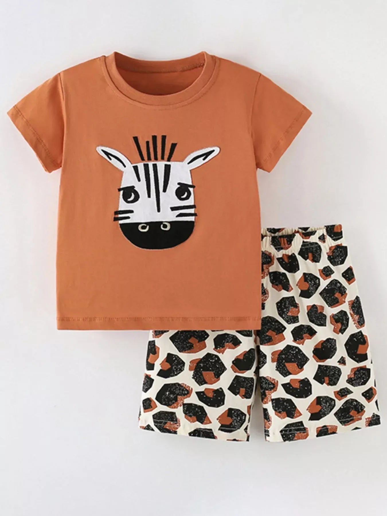 Children's Zebra Face Tee and Shorts Set - Trendsi - Flyclothing LLC