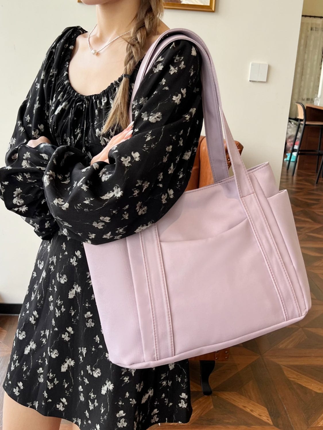 Oxford Cloth Tote Bag with Zipper - Trendsi