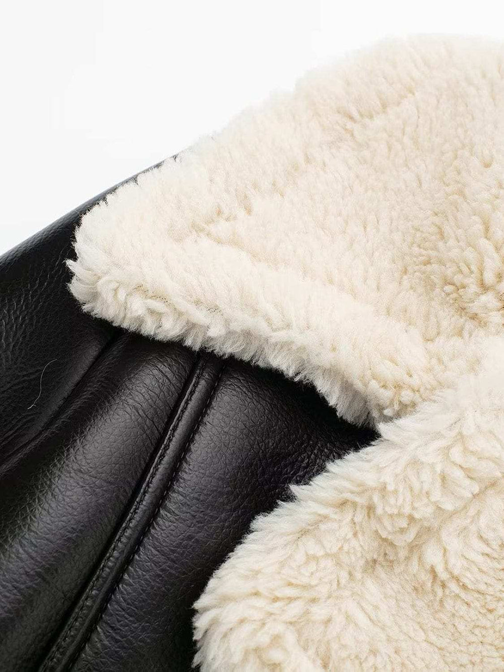 Collared Neck Long Sleeve Plush Cropped Jacket - Trendsi - Flyclothing LLC