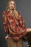 Umgee Animal Print Boho Tunic Dress with Contrast Trim Detail - Trendsi - Flyclothing LLC